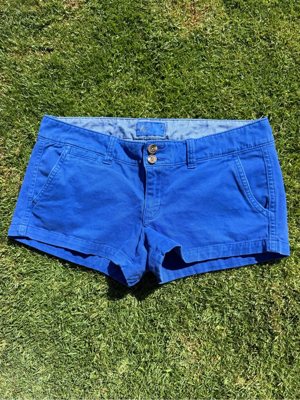American Eagle Outfitters Short Blue Low Rise Chino‎ Mini Shorts Medium GUC
